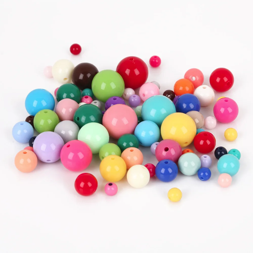 

6/8/10/12/14/16mm Mixed Color Acrylic Solid Bubblegum Beads for Jewelry Making DIY Bracelet Accessories Children Gift Handcraft