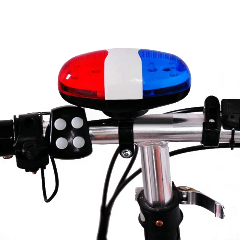 6 LEDs 4 Tone Sounds Bell Police Car Light Electronic Horn Siren for Kid/'s Bike