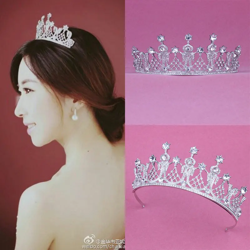 Bridal Tiaras Crowns Headband Crystal Rhinestone Pageant Bride Hair Accessories Pearl Wedding Crown (3)