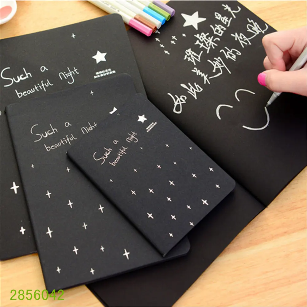 スケッチブックと日記 黒の紙の落書き描画 学生の教育ノート ノートブック Aliexpress