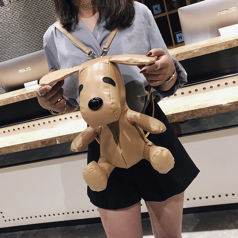 

2019 New Fashion Korean Style Pu Backpack Couples Dog Print Backpack