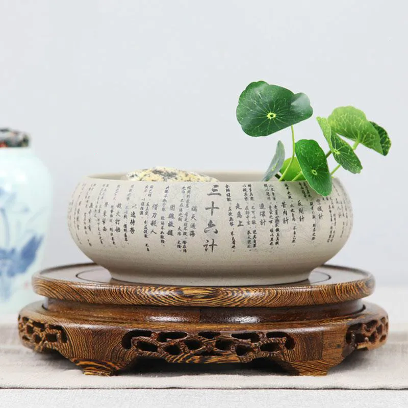 

Decoration base solid wood bracket teapot flower pot vase odd stone fish tank incense burner Buddha statue red wooden round base