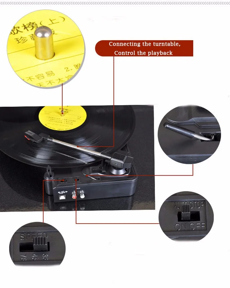 [Китай] HX115 грампластинка виниловый мини портативный стерео LP проигрыватель ПК компьютер рекордер проигрыватель запись