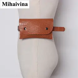 Mihaivina из искусственной кожи поясная сумка для женщин Аллигатор поясная сумка женский дорожный ремень кошельки повседневное хип-ремень