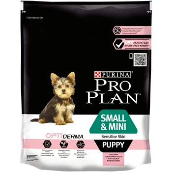 

Pro Plan dry food for small / dwarf puppies with sensitive skin, OPTIDERMA complex, salmon and rice, 700 g