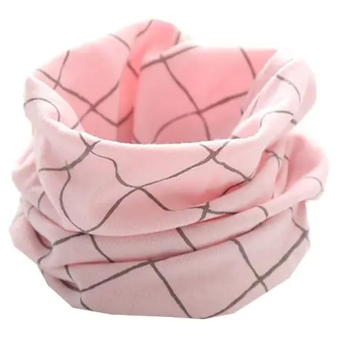 pink grid Новинка; сезон осень-зима; шарф из хлопка для девочек; Детский шарф; нагрудный шарф для мальчиков и девочек с круглым кольцом; милый детский шарф с воротником; Bufandas - Цвет: pink grid