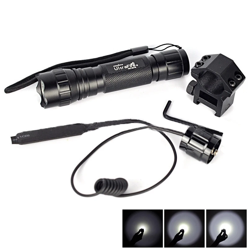

New Arrivals 2000lm T6 LED Tactical Flashlight Torch Lamp for Outdoor Hiking Hunting Light with Remote Switch + Rifle Mount
