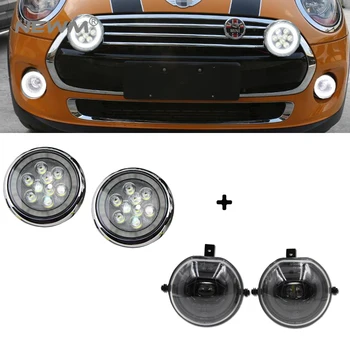 

E4 Full LED Halo Ring DRL Parking Fog Light Kit + Silver/Black Led Rally Light For MINI F55 F56 F57 2014 2015 2016