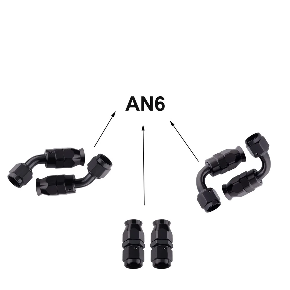 SPEEDWOW AN6 поворотный PTFE конец шланга 0+ 45+ 90+ 180Degerr масло PTFE фитинг+ 3M Топливопровод масло бензин тормозной шланг E85