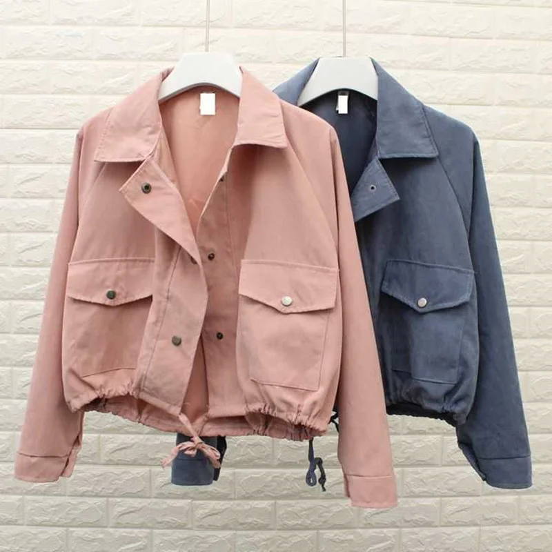 

5 Color Basic Short Coats Jackets Thin Long Sleeve Outerwear Bomber Jackets Spring Summer Feminina Oversize Coats