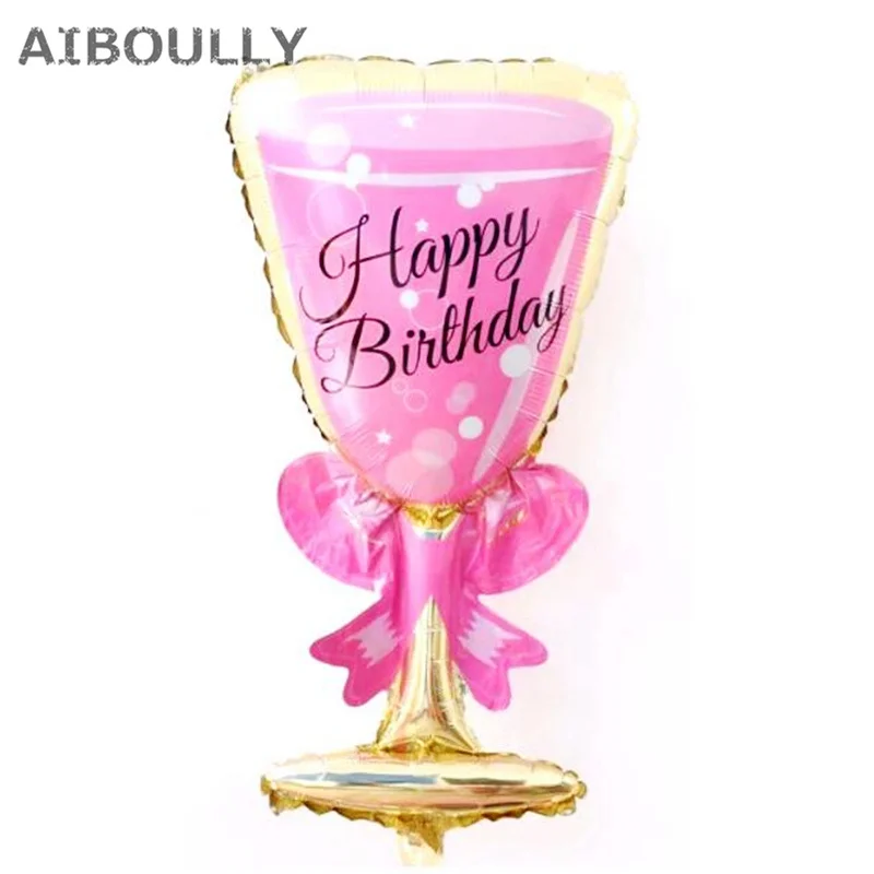 Large Champagne Cup Aluminum Foil Balloons Pink Wine Glass Globos