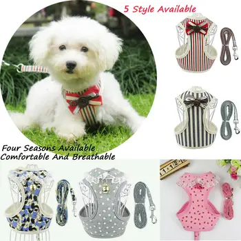 

Newest Lace Dog Harness Leash Set Breathable Mesh Small Dog Pet Harness and Leash Set Puppy Leads Vest For Dog Cat Hot