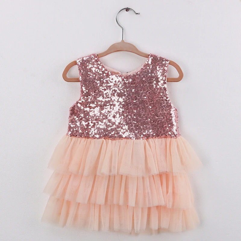 Buy Cheap Sun Moon Kids Baby Sequined Girls Dress 2017 Summer Sleeveless Bow Girls Dress Party Birthday Girls Dress Princess Ball Gown