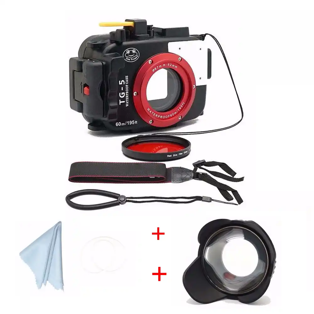 Seafrogs 60m Cámara Subacuática Carcasa Funda Kit con cúpula de puerto para Olympus TG-6