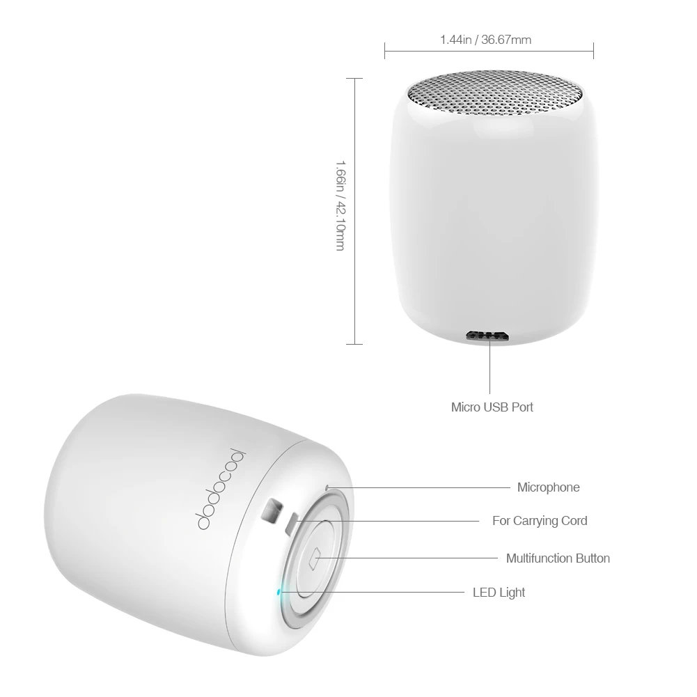 Портативная беспроводная мини Колонка dodocool Bluetooth динамик с дистанционным