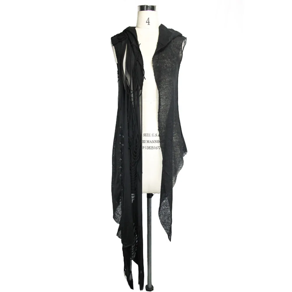 

Devil Fashion Gothic Women Black Sexy Hooded Sleevless Cappa Casual Irregular Women Capes Pashmina
