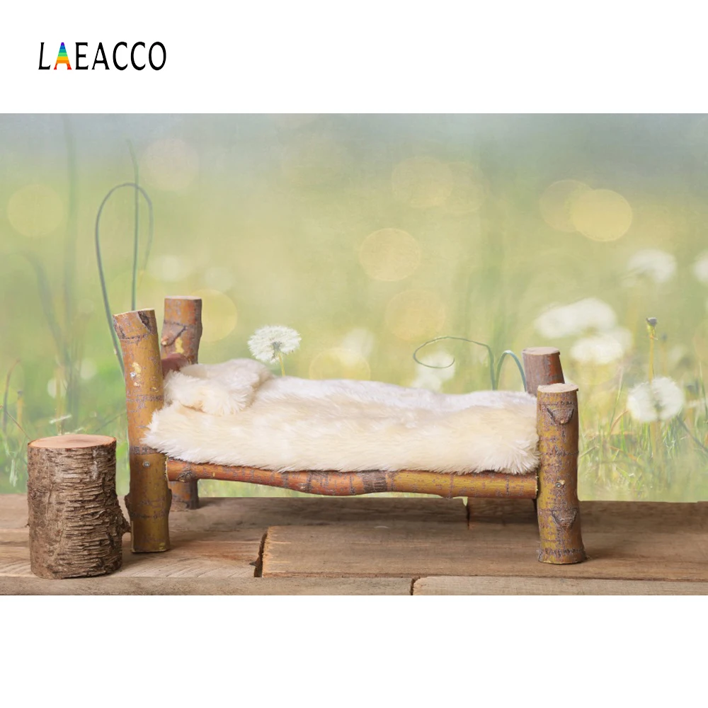 

Laeacco Wooden Bed Board Watercolor Floral Pattern Wall Photo Backgrounds Customized Digital Photo Studio Photography Backdrops