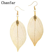 Chanfar – boucles d'oreilles en forme de grande feuille naturelle, Design de mode Unique, style bohème, goutte d'eau, longues, pour femmes, cadeau de mariage