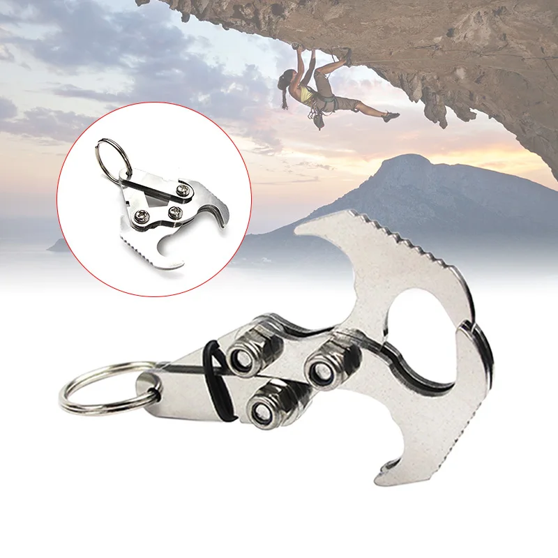 

Hot Selling Stainless Steel Grapping Hook Outdoor Foldable Grappling Serrated Claws Multifunction Rescue EDC Tool