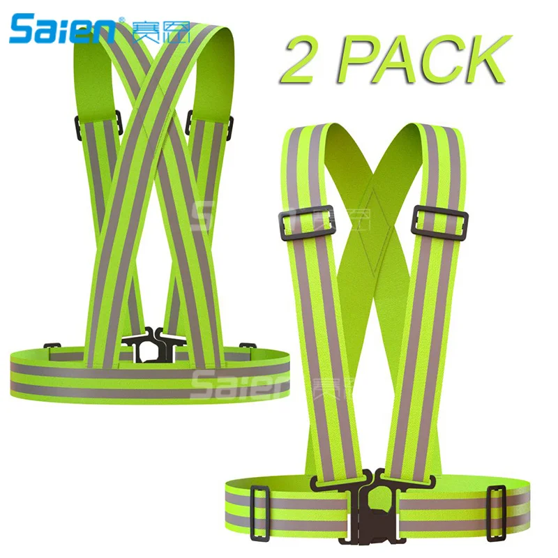 

Reflective Vest (2 Pack) Lightweight, Adjustable & Elastic Safety & High Visibility Fits Over Outdoor Clothing - Motorcycle Jac