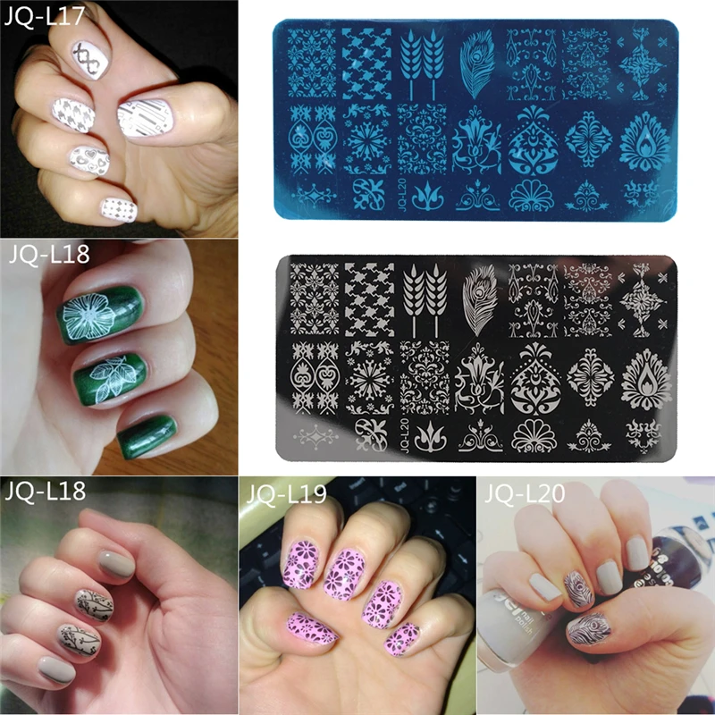 

12x6cm Stainless Steel Lace Animal/Coconut Tree Image Nail Art DIY Image Printer Manicure Stencils Nail Stamping Templates