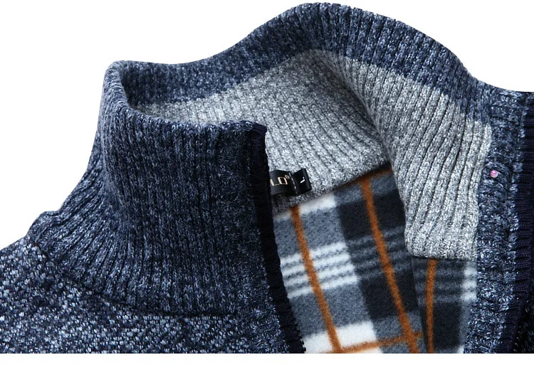 Зимний осенний мужской толстый свитер, мужской однотонный теплый кардиган со стоячим воротником, мужской свитер размера плюс M-3XL