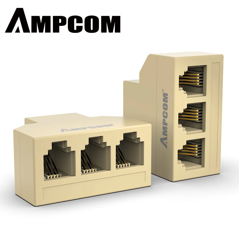 AMPCOM RJ11 телефонный конвертер 1/2/5/10-Pack RJ-11 Классический 6 штифтов женские может составлять 1-3 и 4 телефон кабель линейный разделитель адаптер - Цвет: white one to three