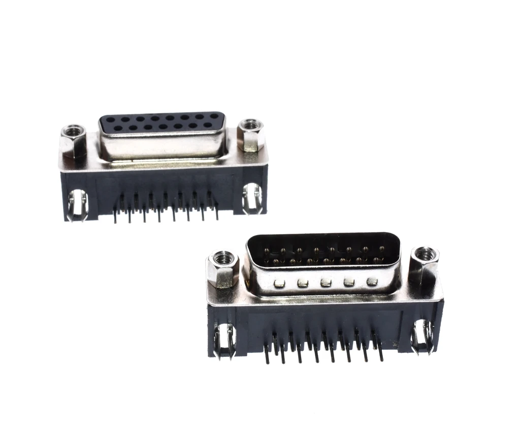 10Pcs Dr15 Db15 D-Sub Angolo Ad Angolo 15 Spille Maschio Femmina Pcb Socket *