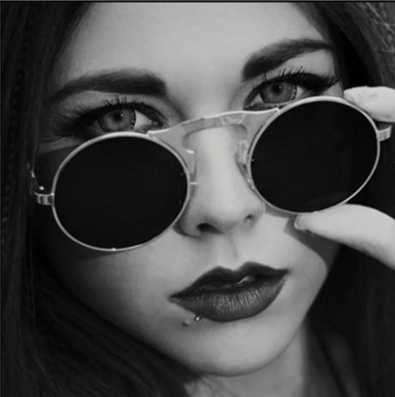 Стимпанк Солнцезащитные очки круглые металлические OCULOS De Sol женский стиль Ретро
