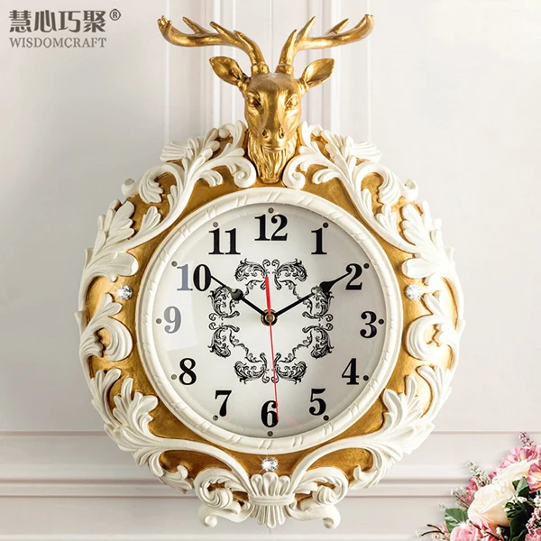 Deer head Wall Clocks Gold  
