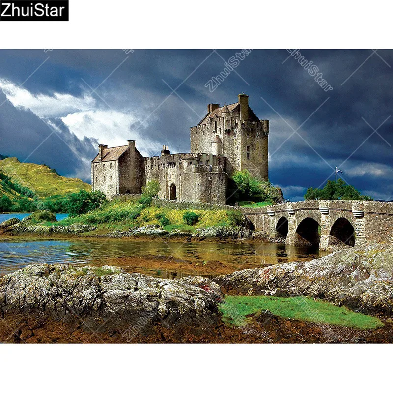 

Zhui Star Full Square Drill 5D DIY Diamond Painting "Majestic Castles" 3D Embroidery Cross Stitch Rhinestone Mosaic Decor CJ52