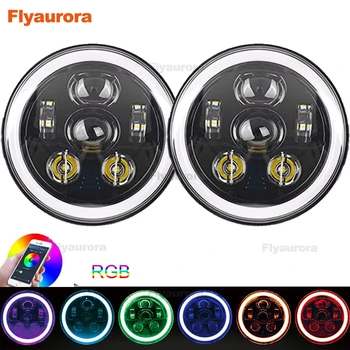 

Flyaurora 7inchLED Headlight RGB Halo Ring Angel Eyes 7"45W For Jeep Wrangler JKTJ LJ Sahara Rubicon Sport Unlimited Hummer H1H2