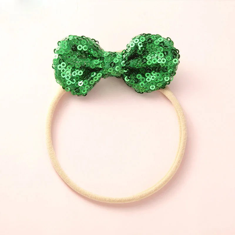 #19Fashion Shiny Baby Girl Nylon Elastic Headband Mini Ring Lace Bowknot Headdress Solid Color Newborn Baby Princess Headwear
