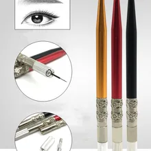 1 шт. Металл Бровей Свет Руководство татуировки ручки Microblading иглы Лезвия противоскольжения ручка для перманентного макияжа Munsu tebori