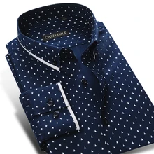 Мужская рубашка в горошек/с треугольным принтом, приталенная рубашка на каждый день, длинный рукав, хлопок, контрастные цвета, пэчворк, рубашка на пуговицах