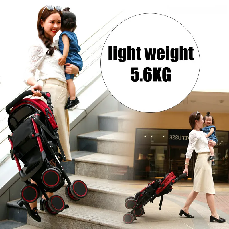  Ultra Light Portable Baby Stroller Easy to fold Baby Carriage Two Way Push Baby Cart with Removable