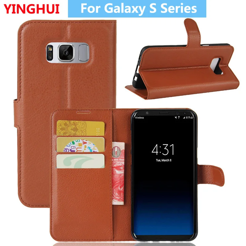 Кожаный чехол-книжка для Samsung Galaxy S10 + S9 S8 Plus S7 S6 Edge S5 S4 Mini с откидной крышкой и