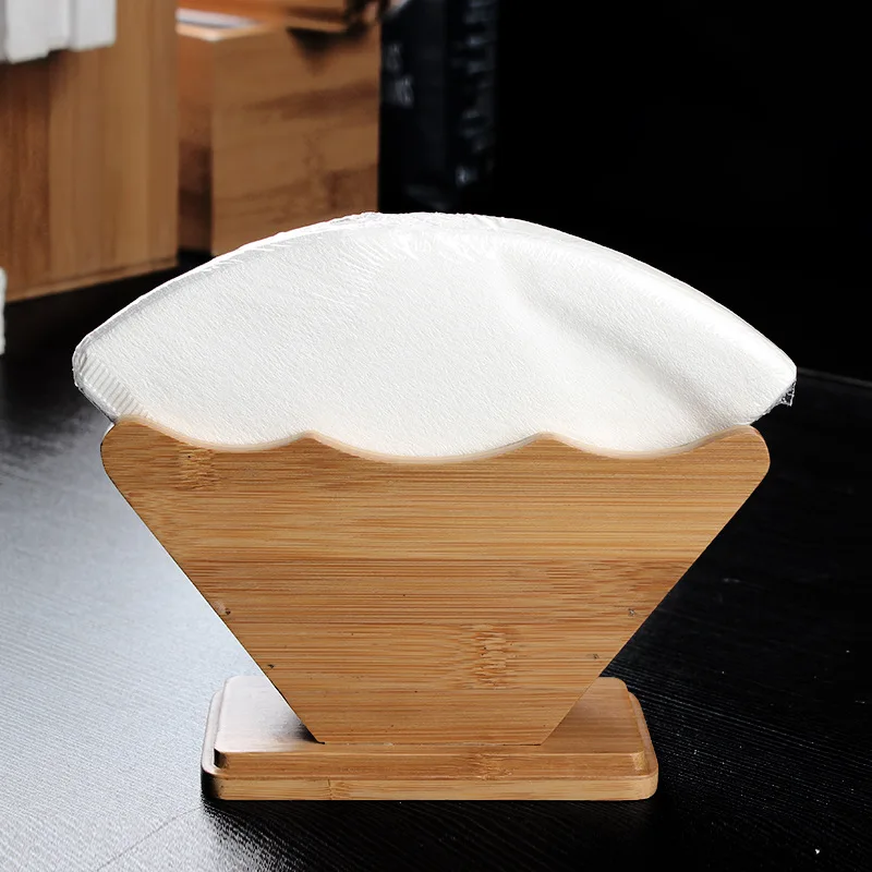 Bamboo Coffee Filter Paper Holder Coffee Filters Dispenser Rack Shelf