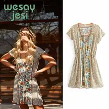 Summer women dress Floral Print Mini Dress V-Neck Lace up Waist Boho Dresses Flutter Short Sleeve Summer Dress Women Clothing Summer women dress Floral Print Mini Dress V-Neck Lace up Waist Boho Dresses Flutter Short Sleeve Summer Dress Women Clothing