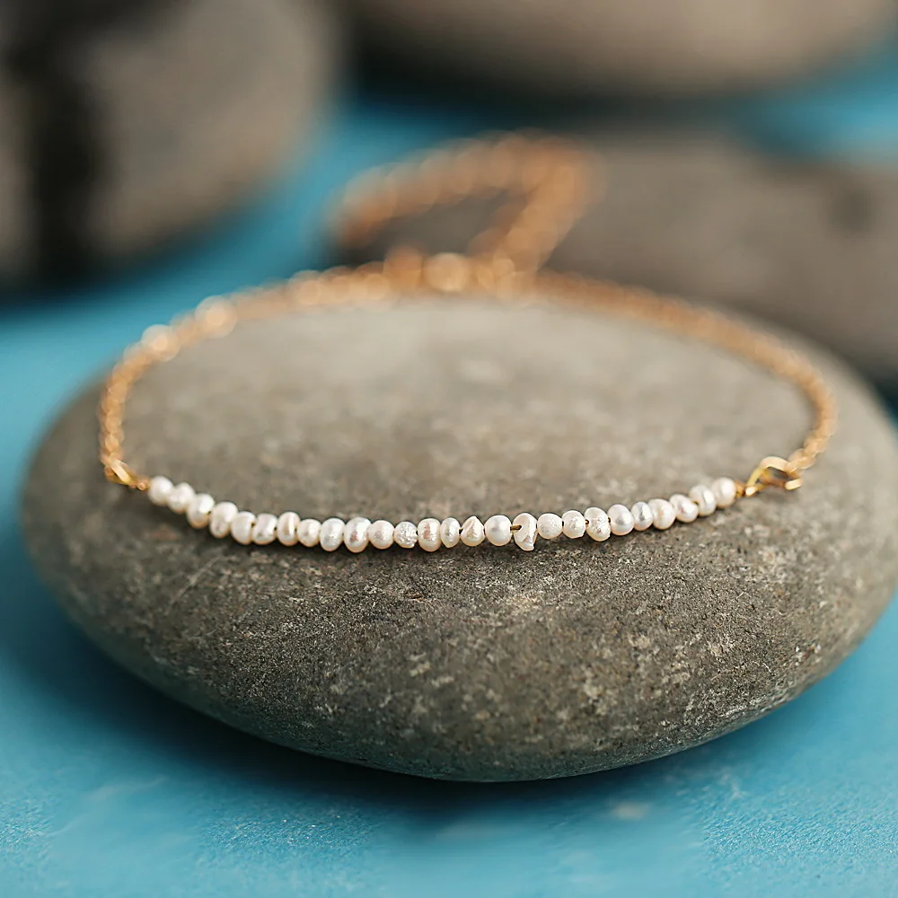 

Rice Grain Shape Small Imitation Pearls Bracelet for Women 2019 Fashion Jewelry Gold Color Hand Chain Female Gift New Hot