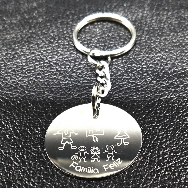 2018 amor familia clave de acero inoxidable anillo para mujer de moda de dos niños y una niña llavero regalo de la joyería llaveros de acero K77283