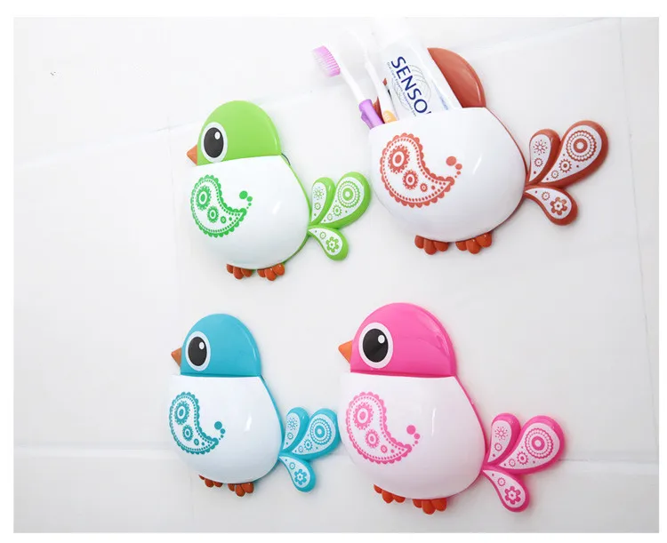1 قطعة حامل فرشاة الأسنان البلاستيكية الطيور نمط الالتصاق الحمام فرشاة الأسنان تخزين منظم منزلي موافق 0533