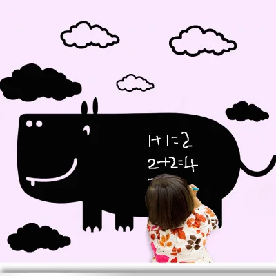 DIY мультфильм Blackboard ПВХ стикер на стену животное носорог мел доска s домашняя