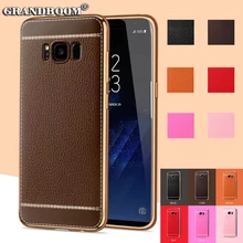 С покрытием из ТПУ с узором мягкий кожаный чехол зерно Личи Чехол для Samsung Galaxy S8 плюс S7 S6 edge plus Note 4 5 3 J5 J7 ON7 20 штук