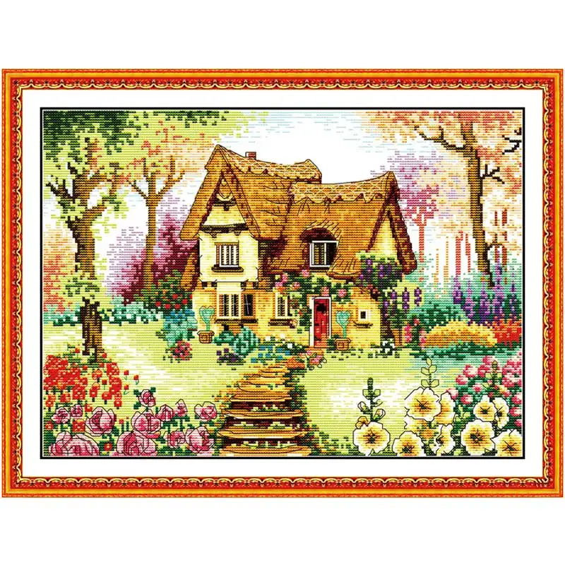 

A Country Cabin Counted Cross Stitch Handmade Cotton 11CT 14CT Cross Stitch Set scenery Cross-stitch Kits Embroidery Needlework