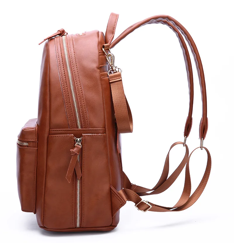 Большая сумка для подгузников из искусственной кожи, рюкзак для мамы в коричневом цвете, сумка-Органайзер для коляски, сумки для мам и путешествий, детские сумки для подгузников