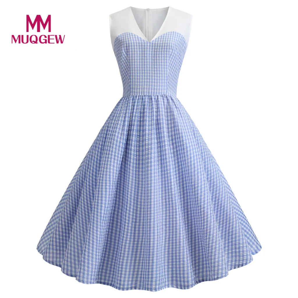 Women V-Neck Sleeveless Dresses Woman Party Night Plaid Patchwork Draped Formal Party Ball Gown Maxi Summer Dress vestidos
