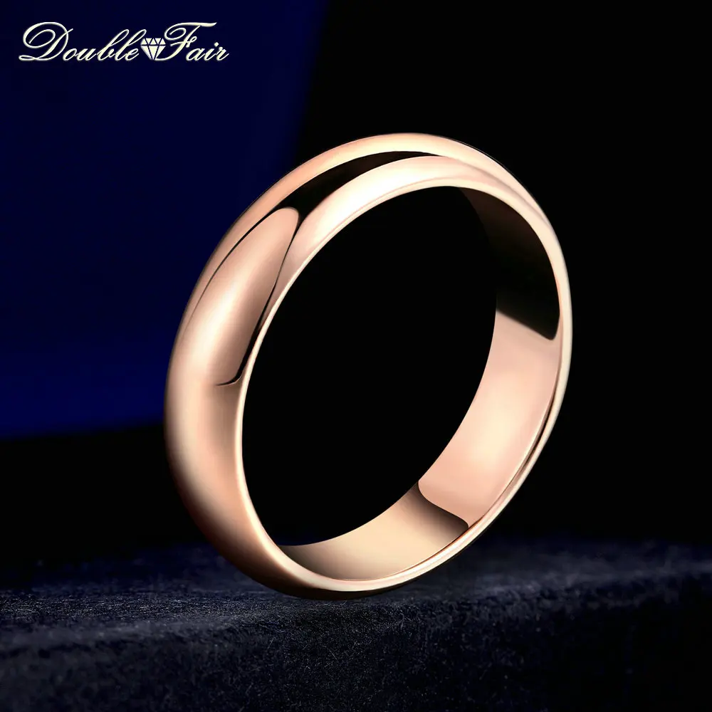 Double Fair Simple Design Couple Round Rings Rose Gold/Silver Color Fashion Wedding Jewelry For Men&Women Lover Wholesale DFR049