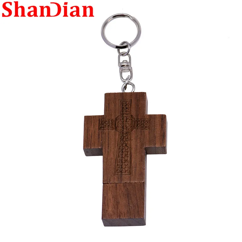 SHANDIAN логотип клиента usb накопитель в виде деревянного Креста + коробка USB флеш