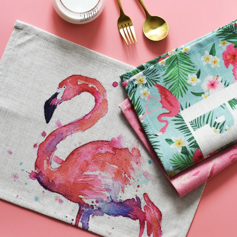 Flamingo Table Mats Cotton Linen Table Napkin Table Placemats Heat